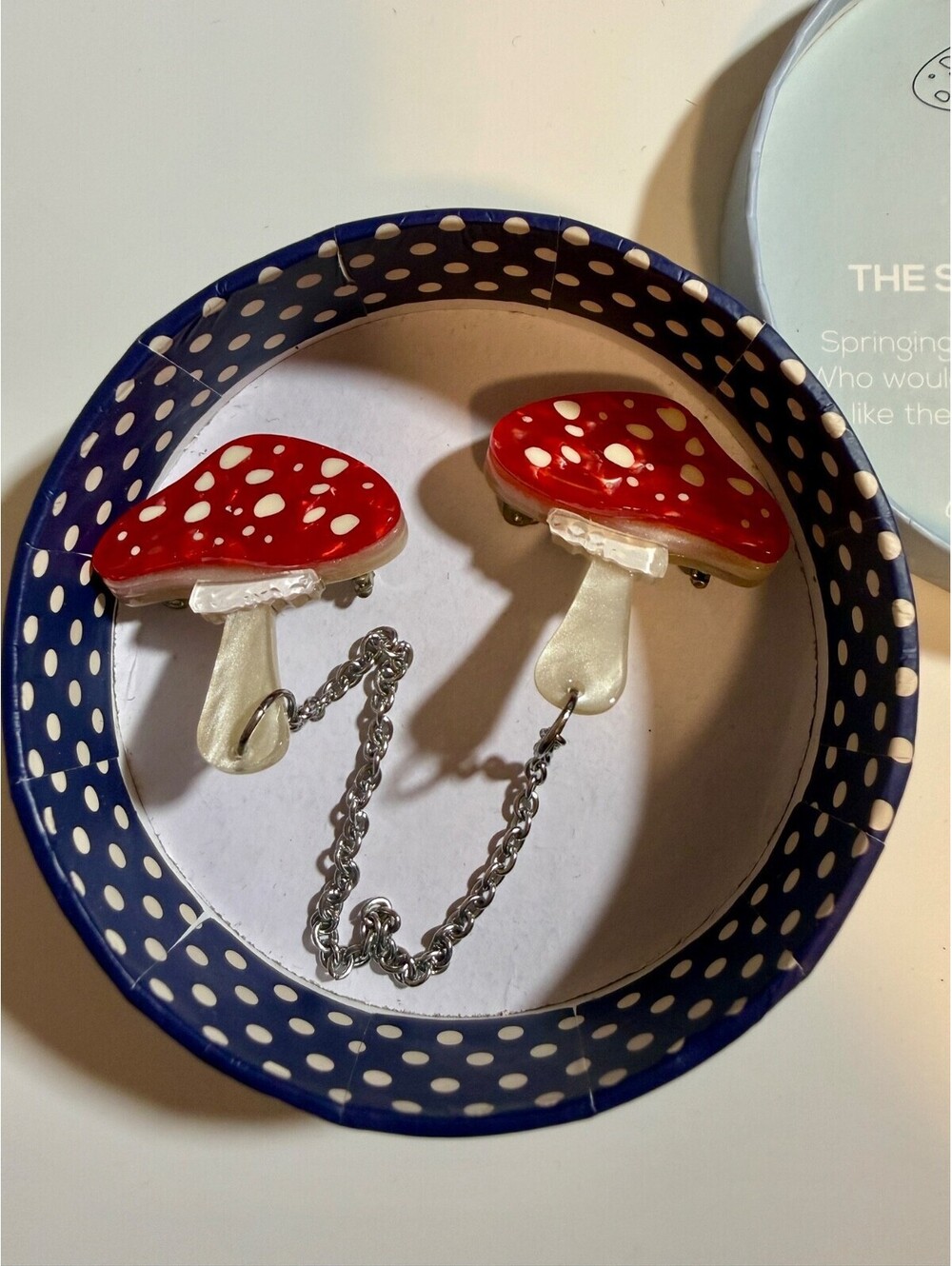 The Spore the Merrier Cardigan Clips Erstwilder Woodlands Mushroom Fungi Brooch